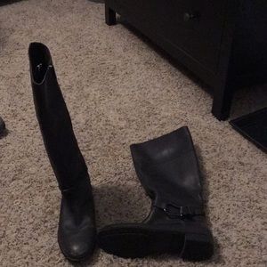 Tall grey sperry leather riding boots